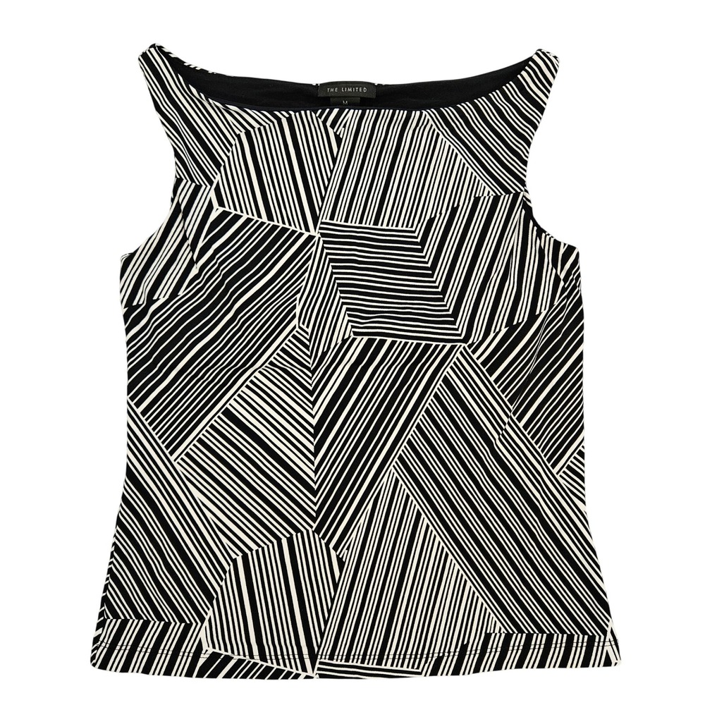 The Limited Womens Geometric Abstract Stripe Sleeveless Boat Neck Shell Top M‎